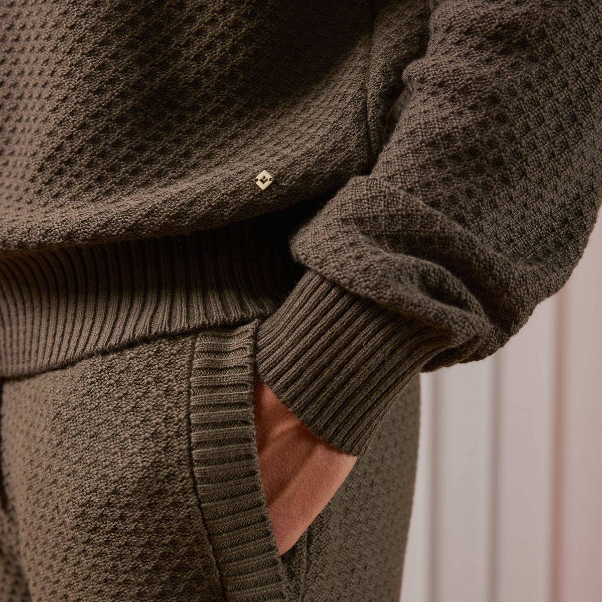 Pull Col Rond Maille Kaki